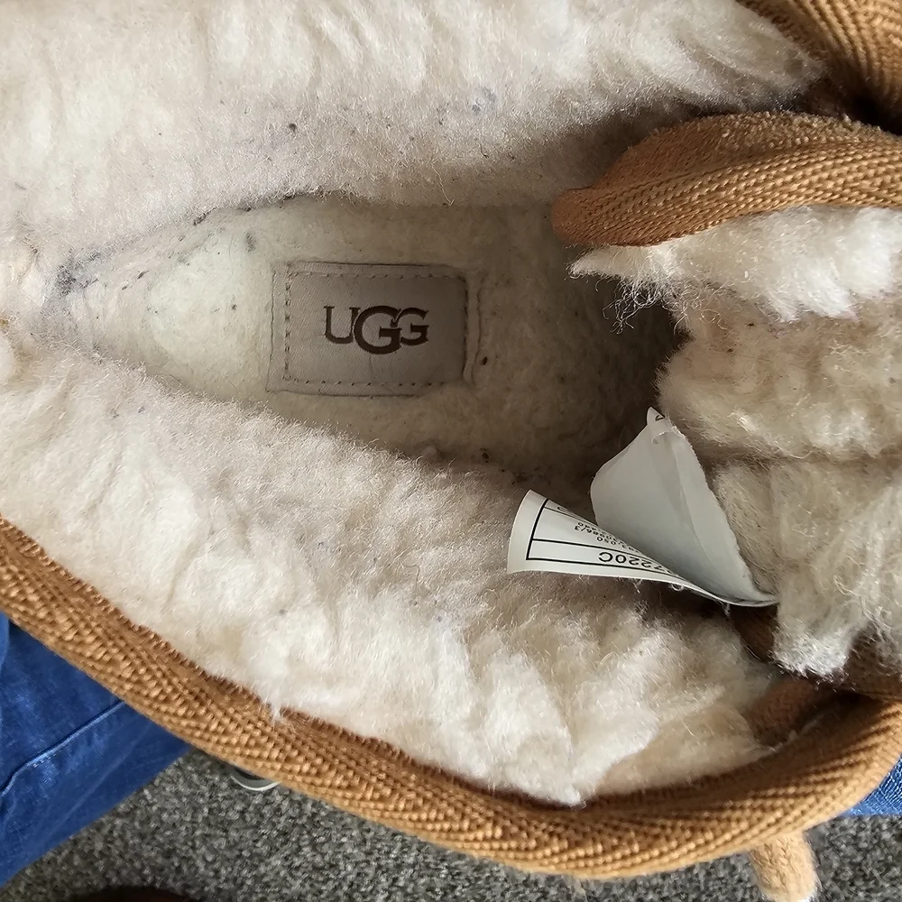 UGG Chestnut Suede Shearling-Lined Lace-Up Ankle Boots
